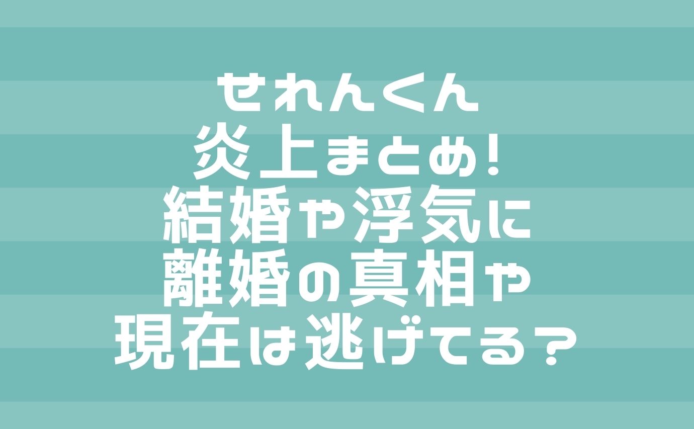 せれんくん炎上まとめ 結婚や浮気に離婚の真相や現在は逃げてる おもしろエンタメ